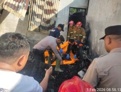 Polres Tebing Tinggi Tangani Kebakaran Dua Rumah di Bajenis, Satu Warga Meninggal Dunia