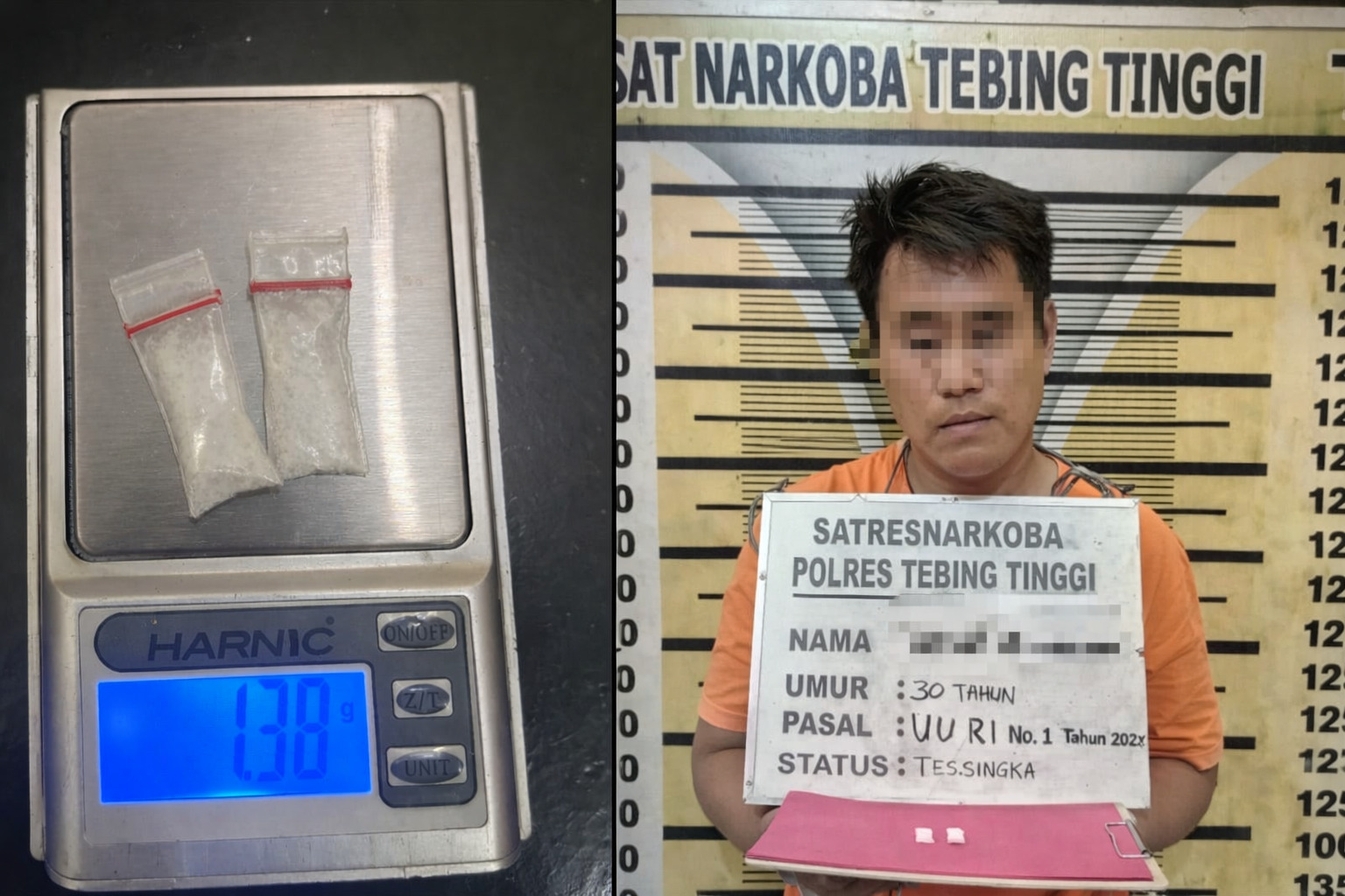 Sat Resnarkoba Polres Tebing Tinggi Tangkap Pria Usai Transaksi Sabu di Pinggir Jalan